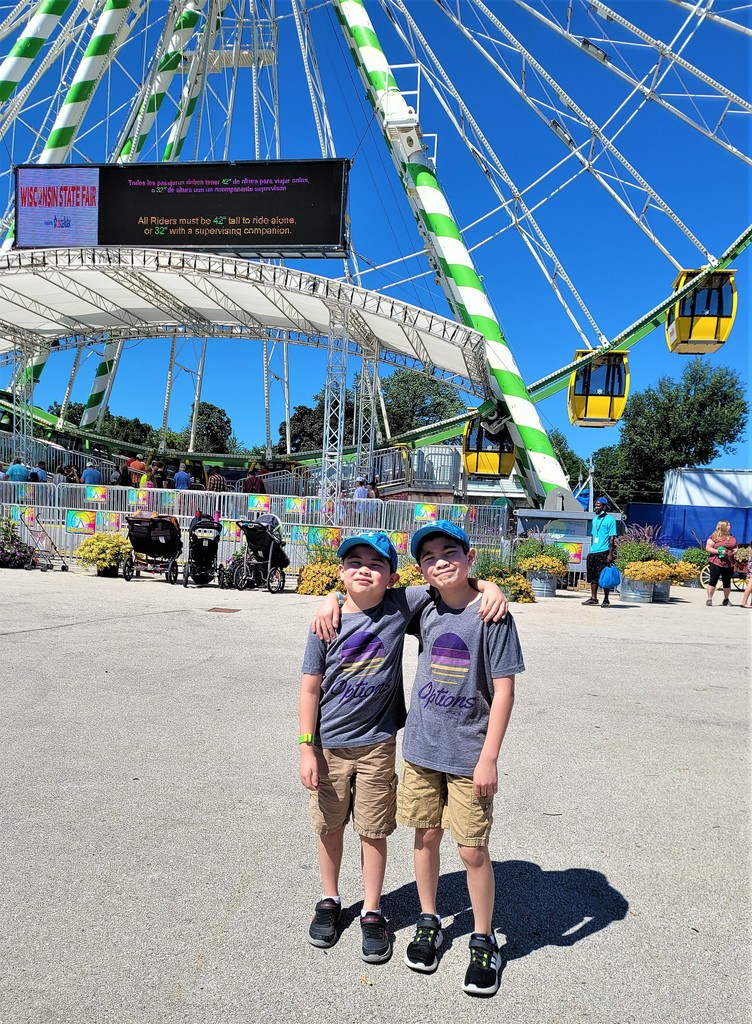 Pflueger boys at Wisconsin State Fair in their Options Tshirts.