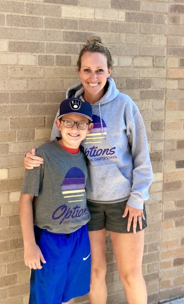 Mrs. Loth and Landon, Options 4th grade student in their Options  Apparel