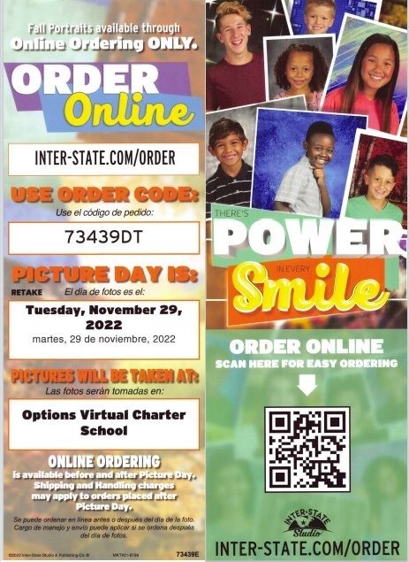 School picture retake day is Tuesday, Nov. 29th!