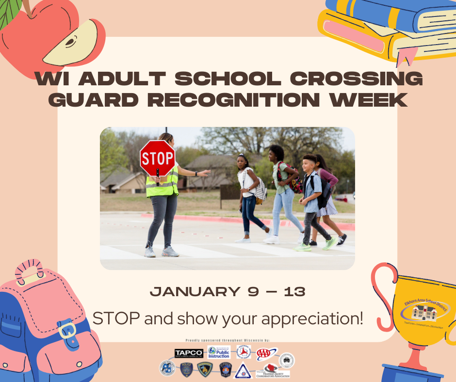 Crossing guard and students